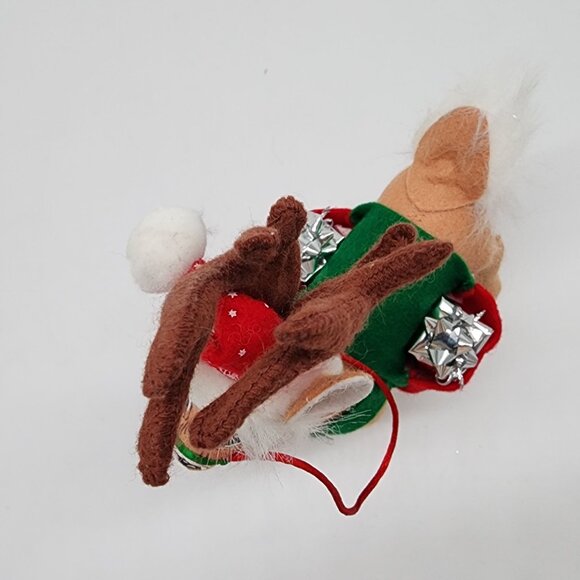 Annalee 2007 Felt Reindeer With Santa Hat & Decorative Saddle Bags Snowflakes - Picture 8 of 9